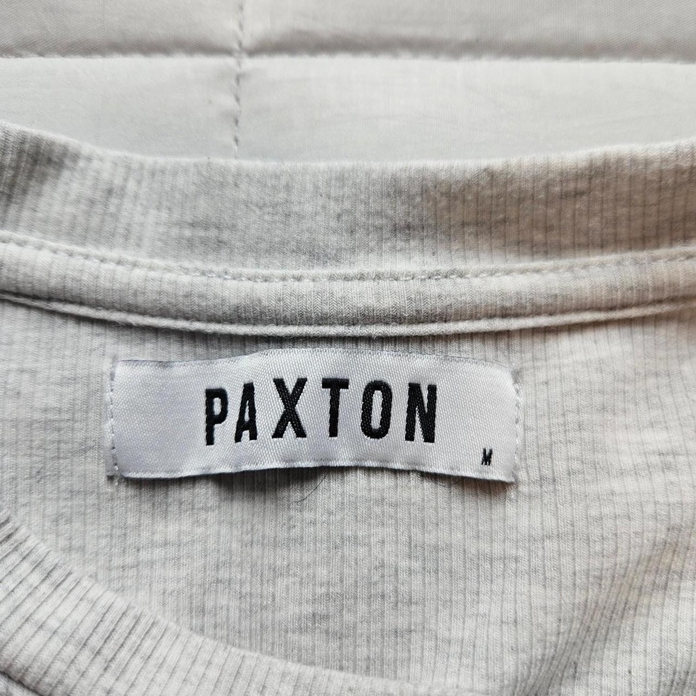 Paxton Heather Gray Ribbed Lace Up Side Long Sleeve Crop Top Size Medium - Picture 2 of 2